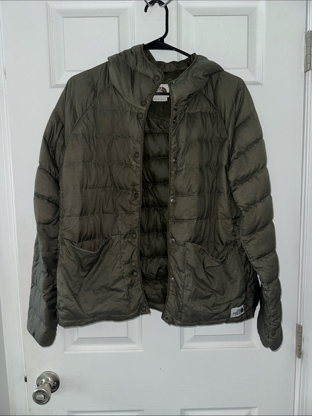 The North Face Men's Olive Hooded Quilted Puffer Jacket